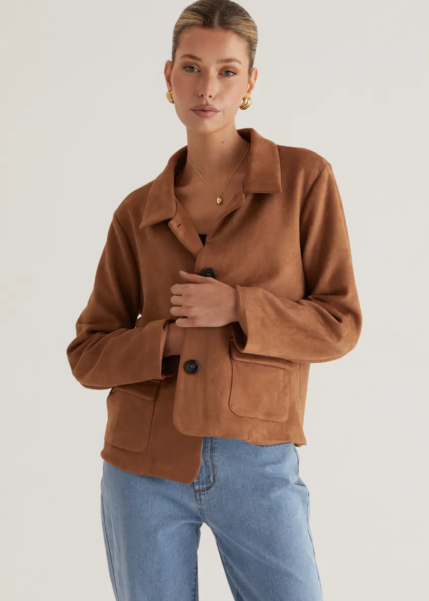 Portabella Suede Jacket - Tan