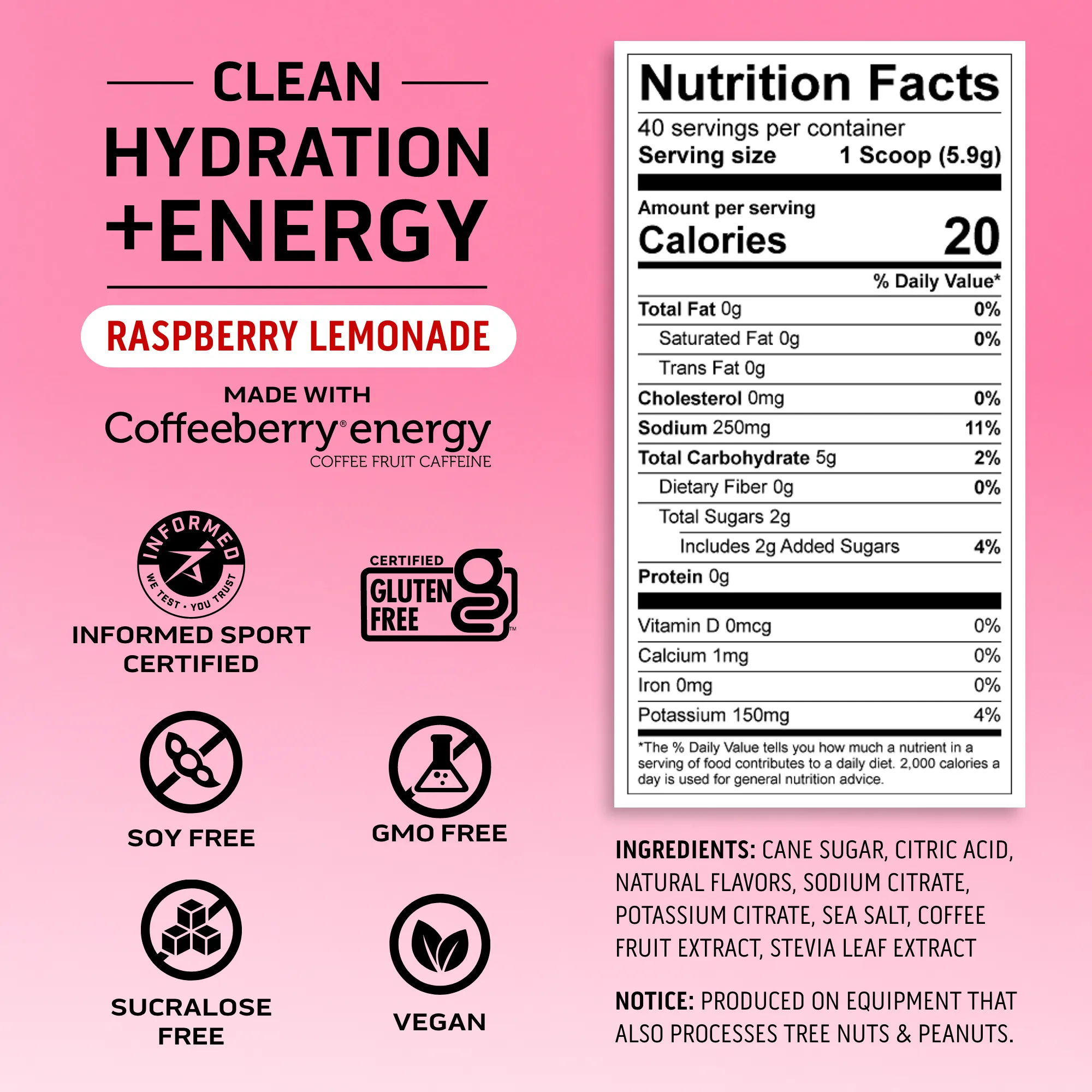 Raspberry Lemonade Clean Hydration   Energy