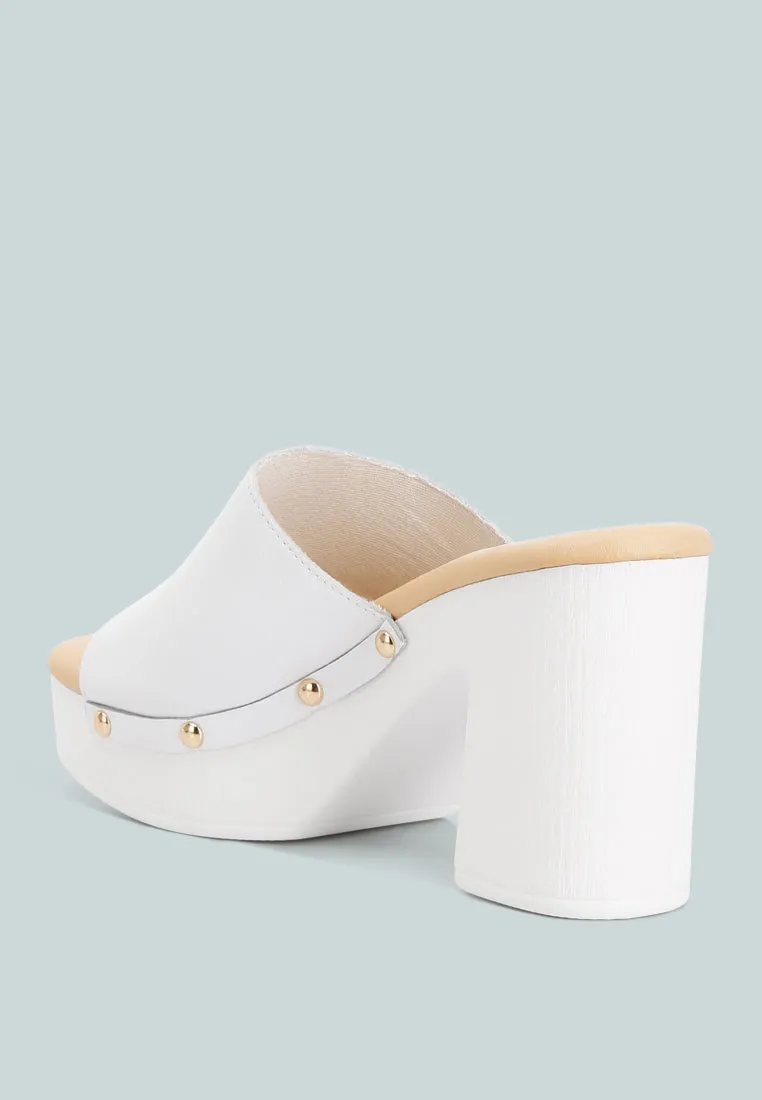 Recycled Leather Block Heel Clogs By RAG