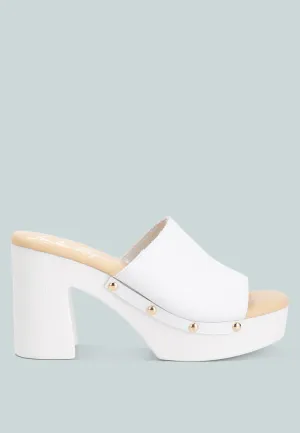 Recycled Leather Block Heel Clogs By RAG