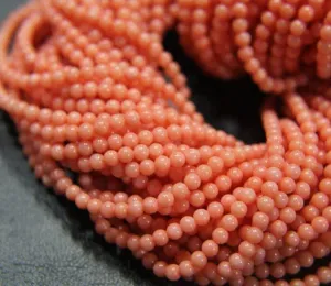 red Coral Smooth Round Beads 4mm 6inches