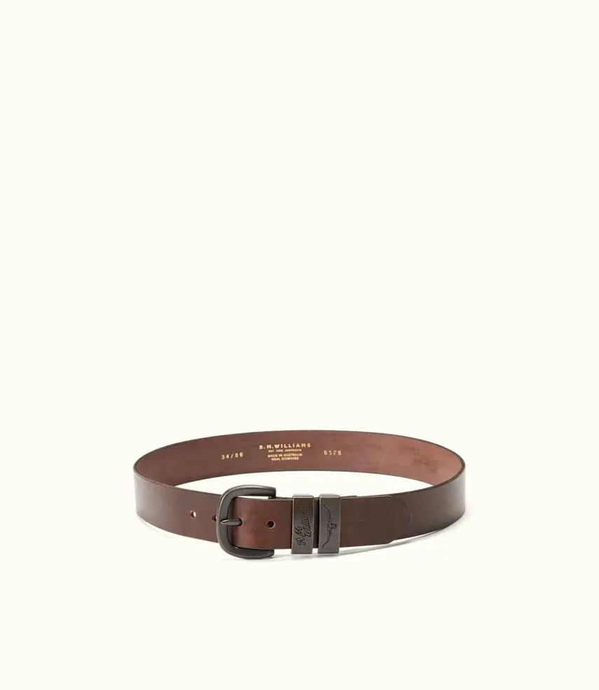 R.M.Williams - Drover Belt - Bronze Hardware - Light Chocolate