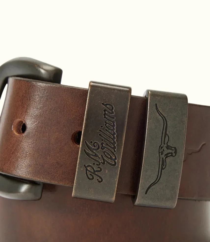 R.M.Williams - Drover Belt - Bronze Hardware - Light Chocolate