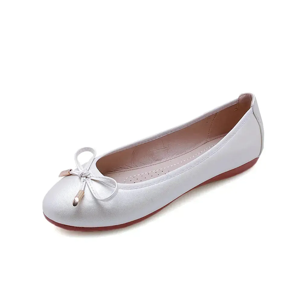 Roll up Ballerina Flat Shoes Lady Custom Summer New Arrival ladies Pu Leather Solid Color Flat Shoes
