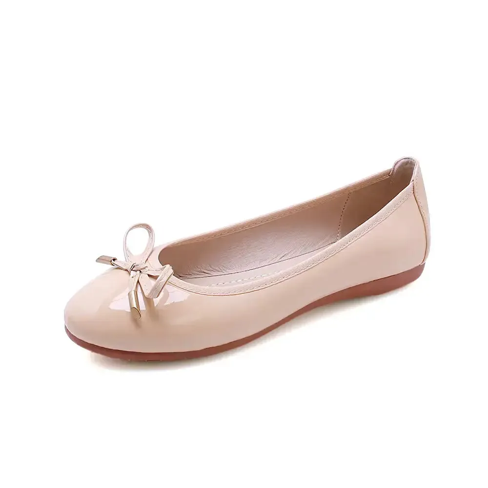 Roll up Ballerina Flat Shoes Lady Custom Summer New Arrival ladies Pu Leather Solid Color Flat Shoes
