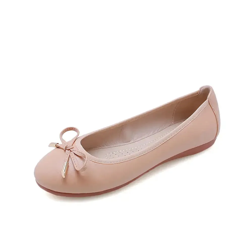Roll up Ballerina Flat Shoes Lady Custom Summer New Arrival ladies Pu Leather Solid Color Flat Shoes