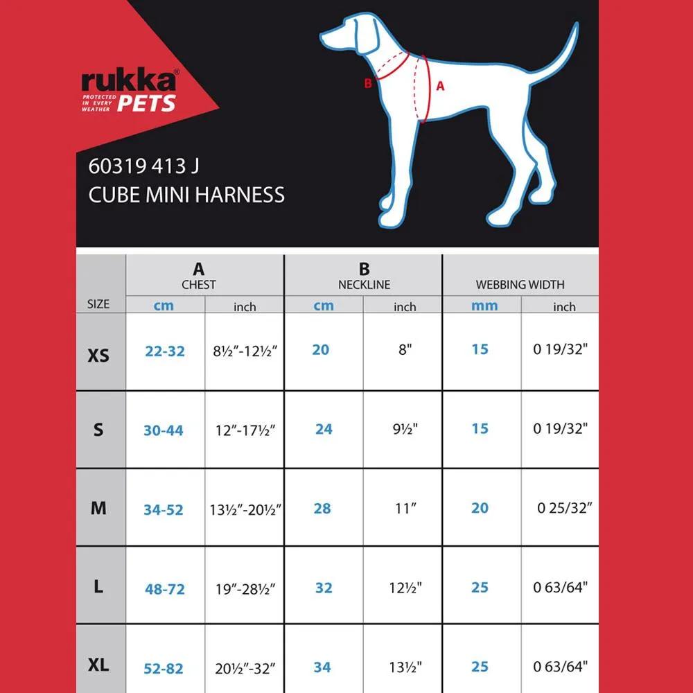 Rukka Pets Cube Mini Black Red Comfy Dog Harness