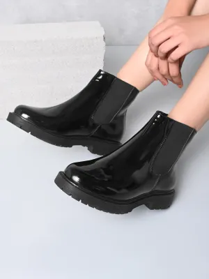Sandro Women Black Patent Boots