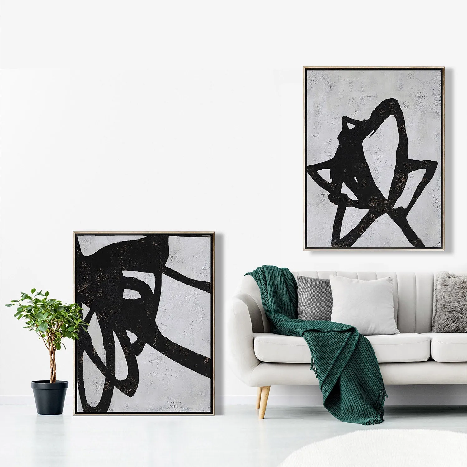 Set of 2 Abstract Flower Painting P110
