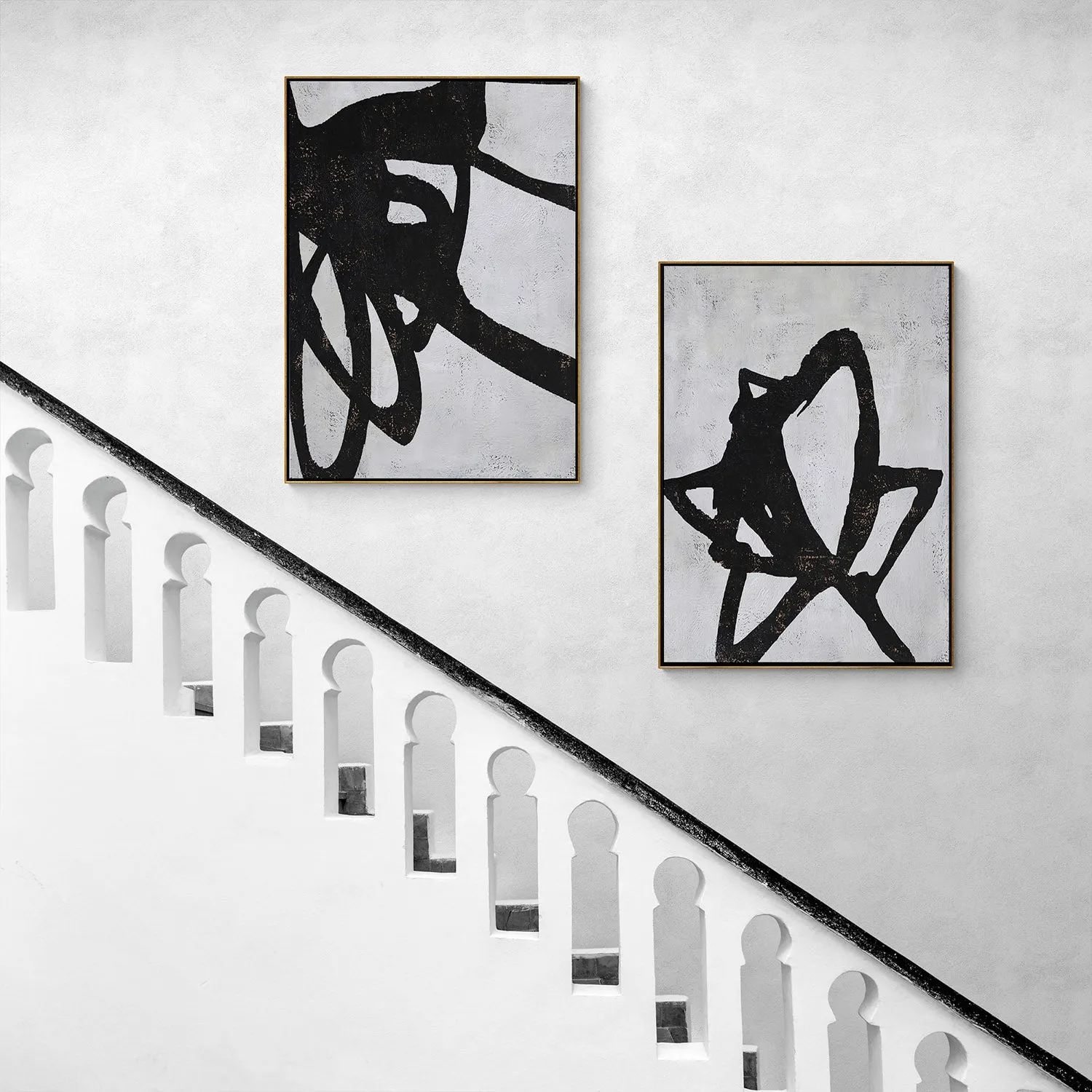Set of 2 Abstract Flower Painting P110