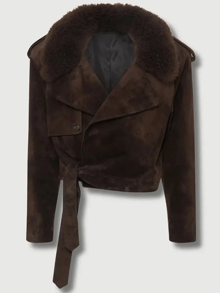 Shearling Aviator Jacket | Suede & Faux Fur | Warm & Stylish