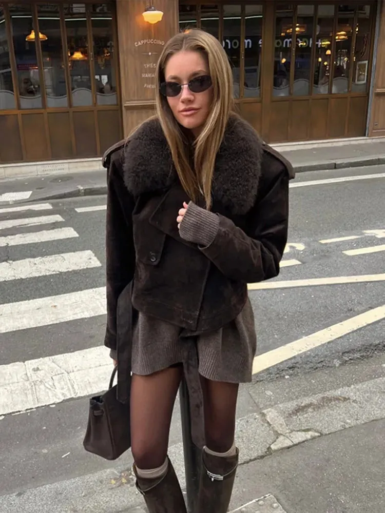 Shearling Aviator Jacket | Suede & Faux Fur | Warm & Stylish