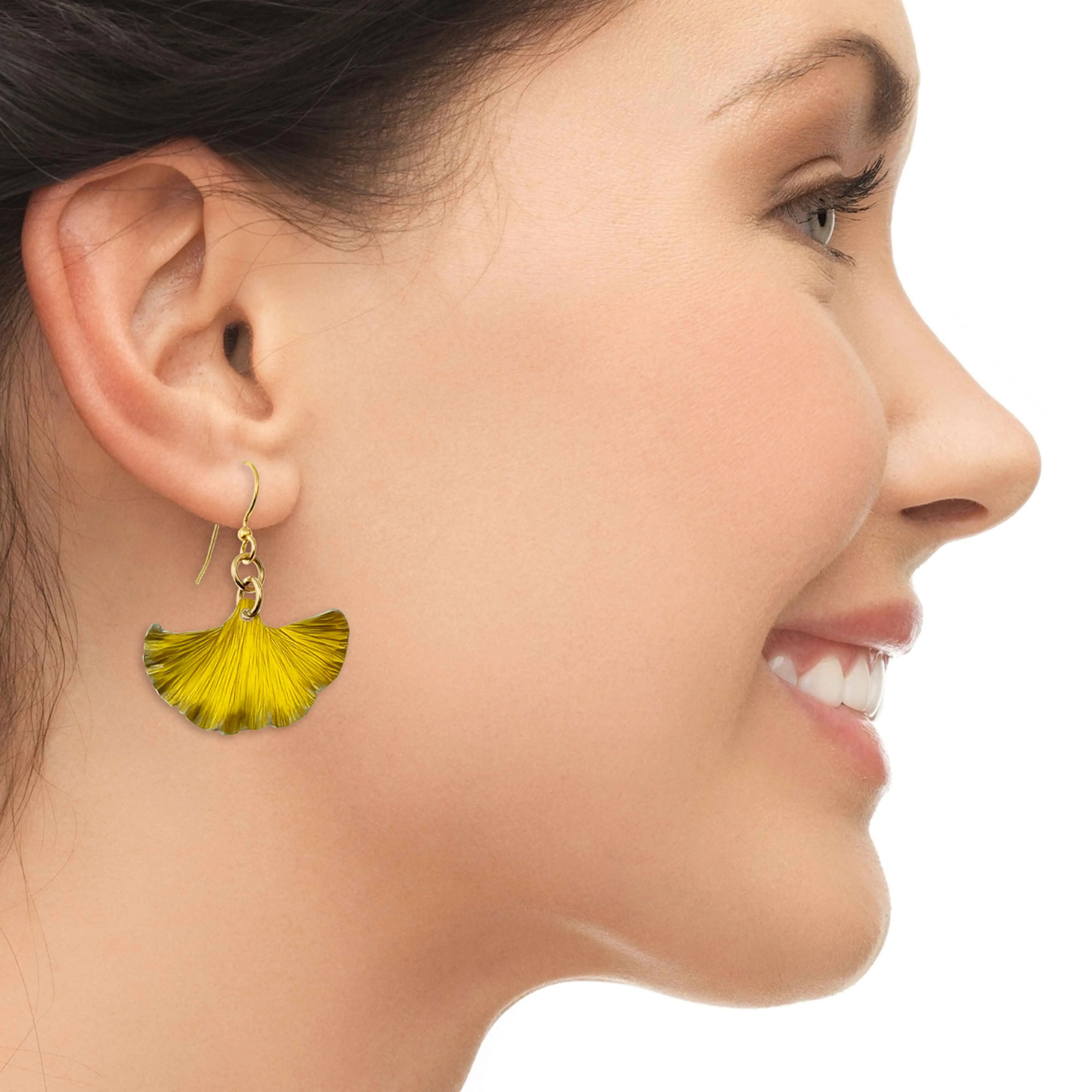 Small Canary Yellow Anodized Aluminum Ginkgo Leaf Earrings