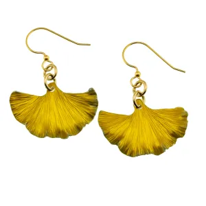 Small Canary Yellow Anodized Aluminum Ginkgo Leaf Earrings