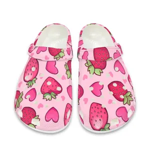 Strawberry and Heart Print Adult Clogs