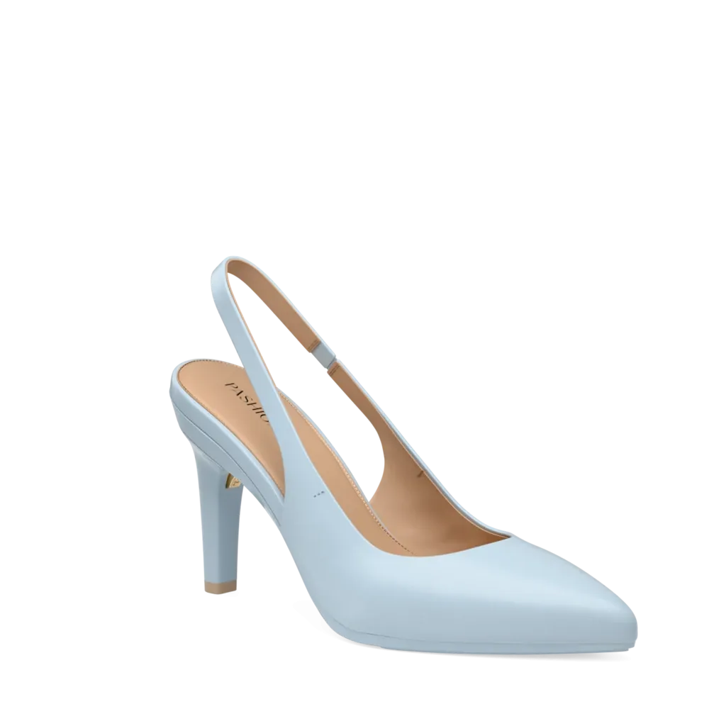 The Slingback - Baby Blue Leather 4 Stiletto