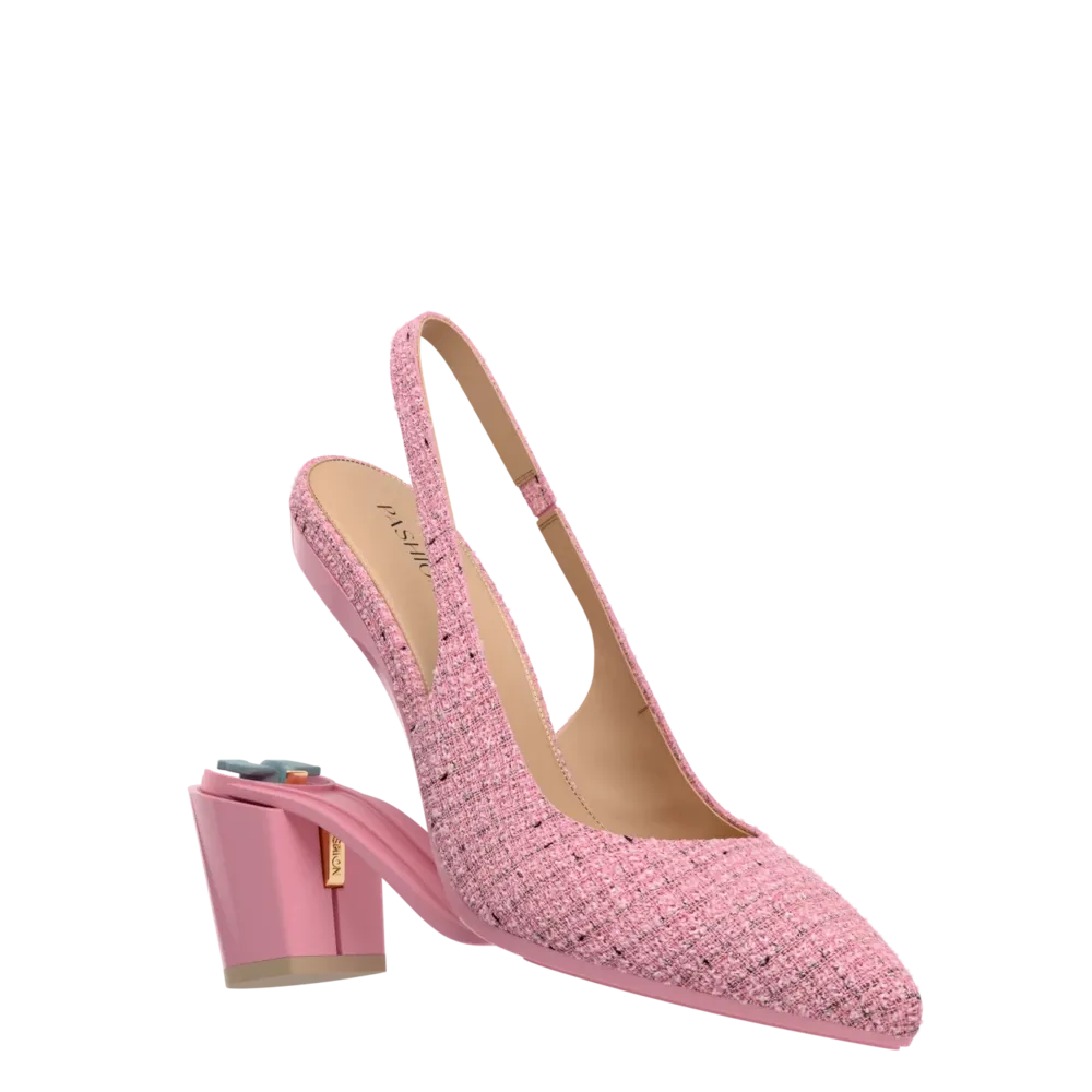 The Slingback - Pink Tweed 3 Block