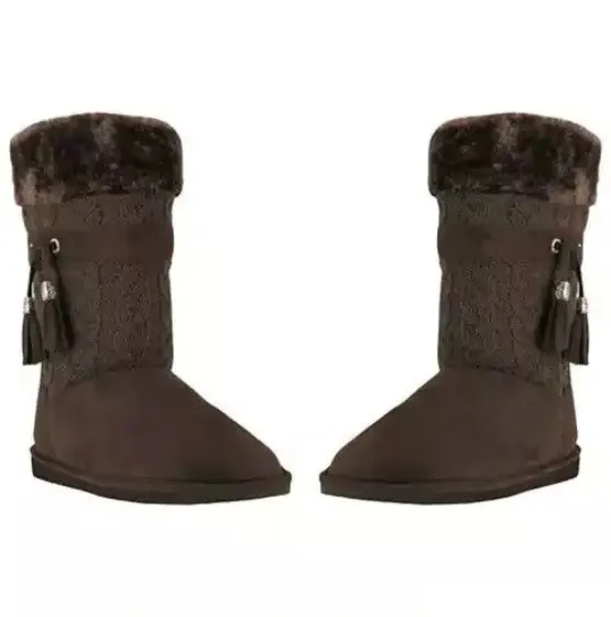 Toasty Toes Plush Knit Faux Fur Boots