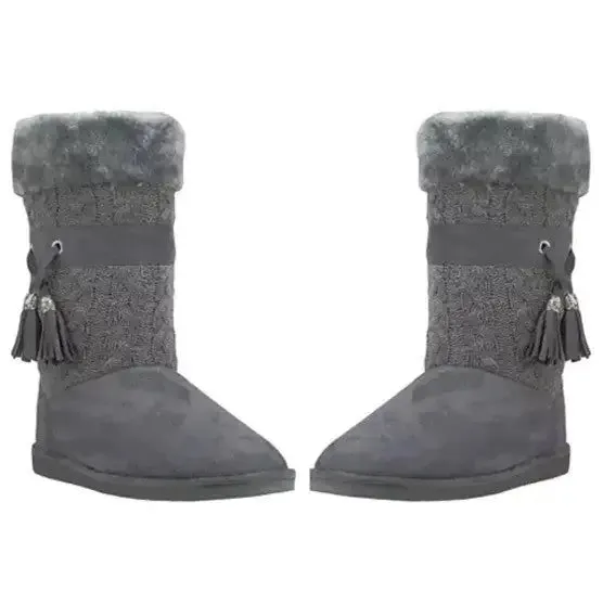 Toasty Toes Plush Knit Faux Fur Boots