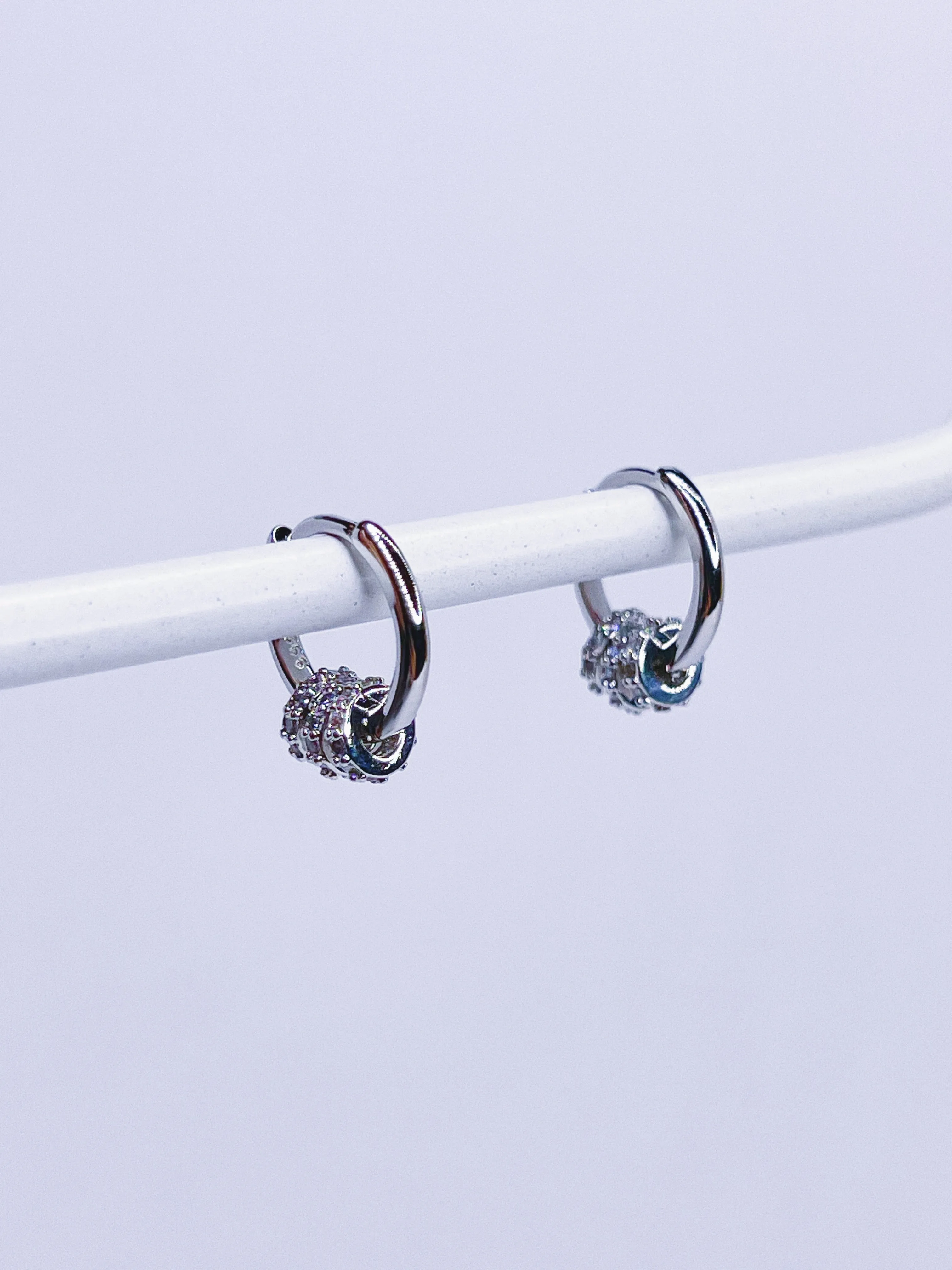 Trio Crystal Ring Huggie Hoops