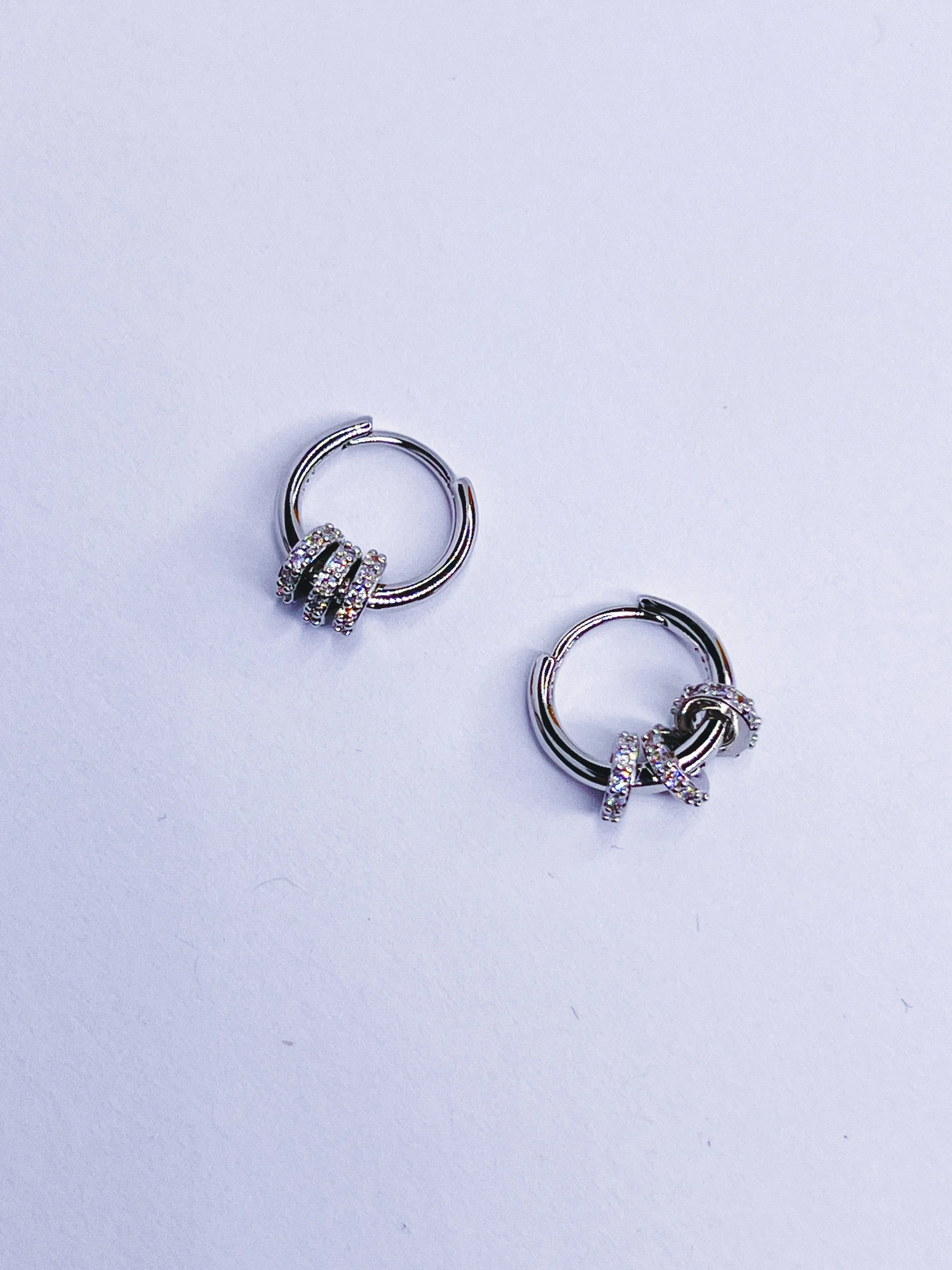 Trio Crystal Ring Huggie Hoops