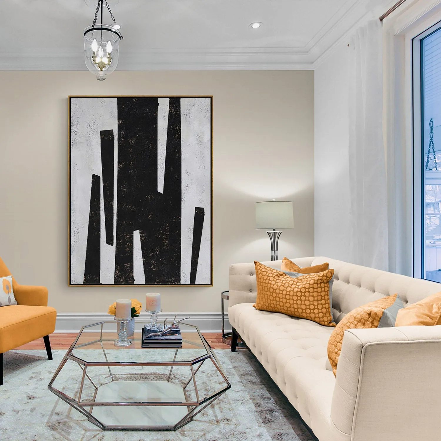 Vertical Minimal Geometric Painting H73V