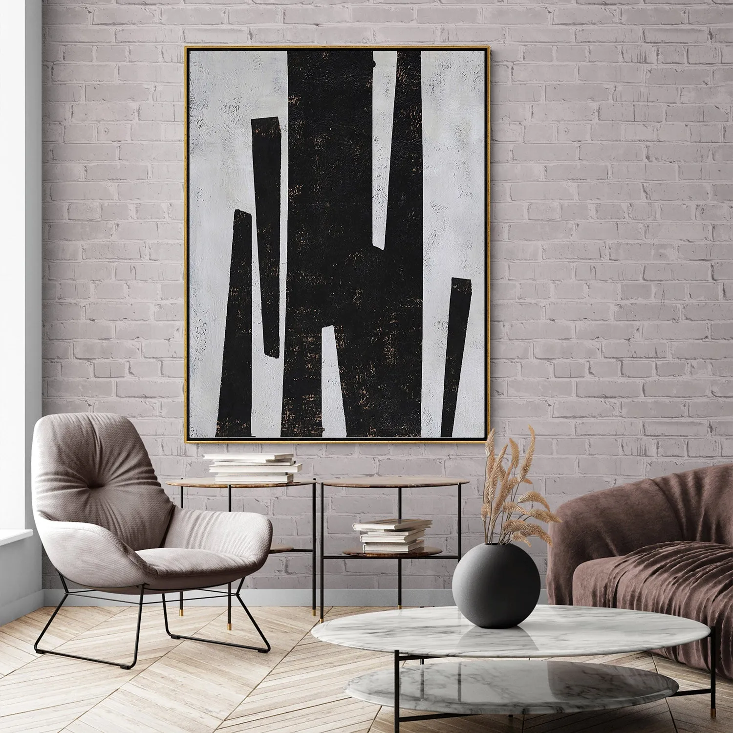Vertical Minimal Geometric Painting H73V