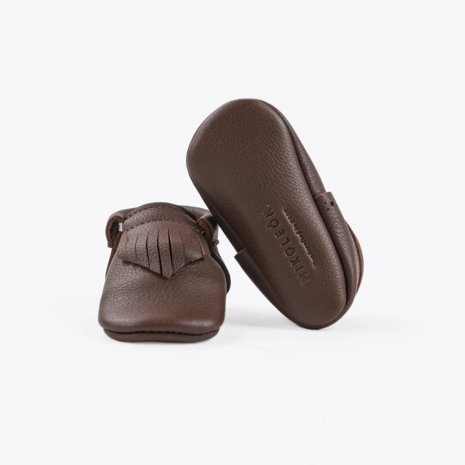 WMK221650 - Baby Moccasins Cafe [Baby Leather Shoes]