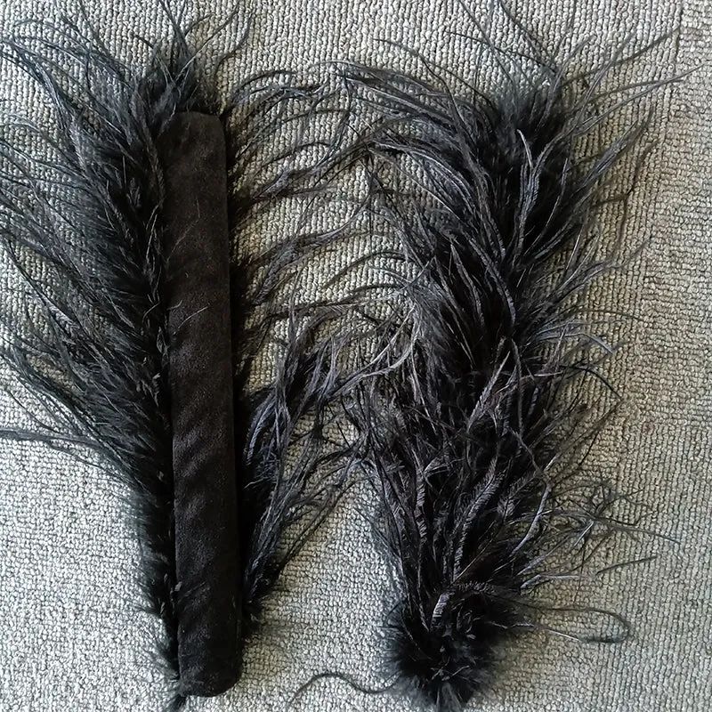 Women Ostrich Fur Cuffs Slap Band Ostrich Feather Bracelets Ring Wristband Accessories