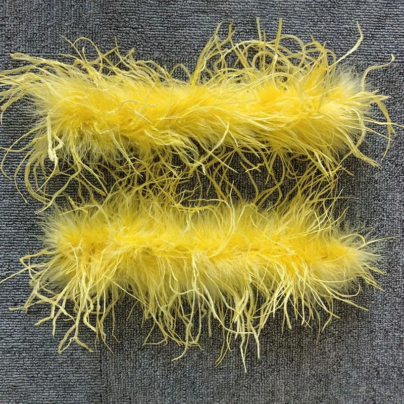 Women Ostrich Fur Cuffs Slap Band Ostrich Feather Bracelets Ring Wristband Accessories