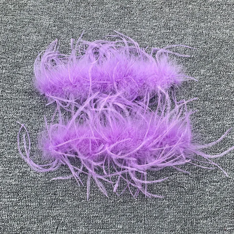 Women Ostrich Fur Cuffs Slap Band Ostrich Feather Bracelets Ring Wristband Accessories
