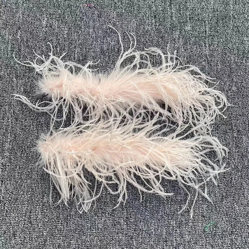 Women Ostrich Fur Cuffs Slap Band Ostrich Feather Bracelets Ring Wristband Accessories