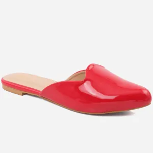 WOMEN "JOLE" PATENT SLIP ON FLAT HEEL SLIPPERS