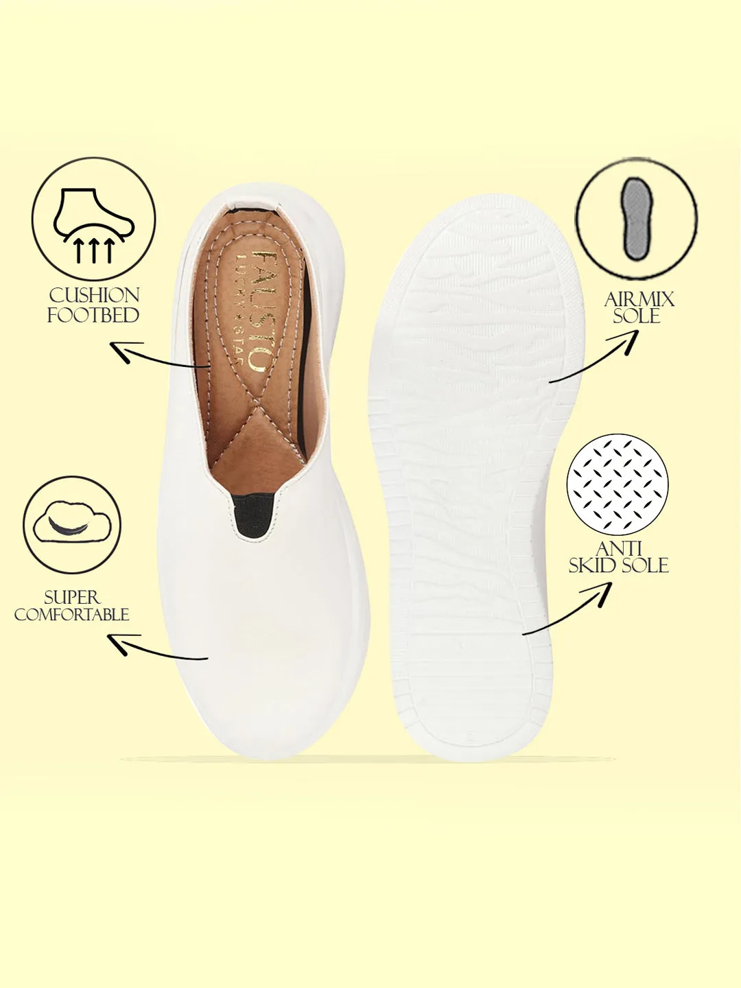 Women White Outdoor Fashion Comfort Height Enhance Platform Heel Ballerina Slip On Shoes