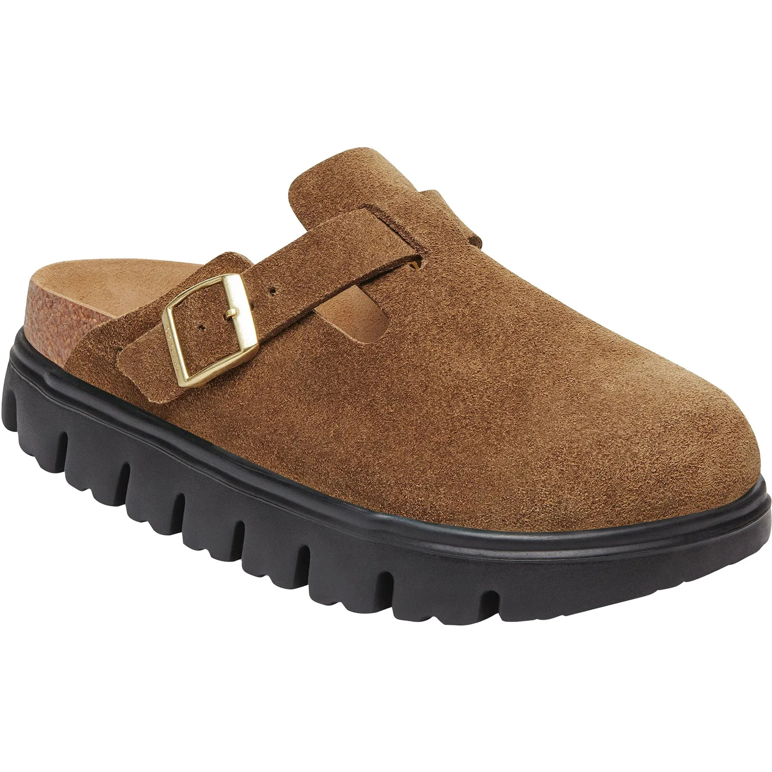 Women's Birkenstock Boston Chunky Dark Tea Suede