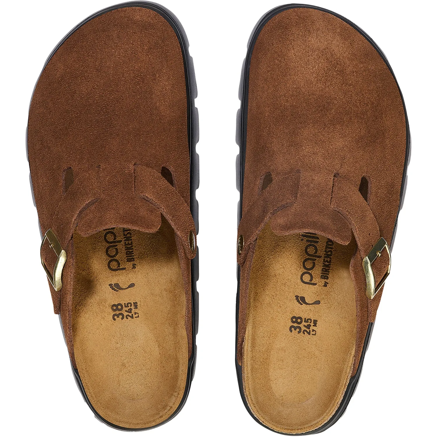 Women's Birkenstock Boston Chunky Dark Tea Suede