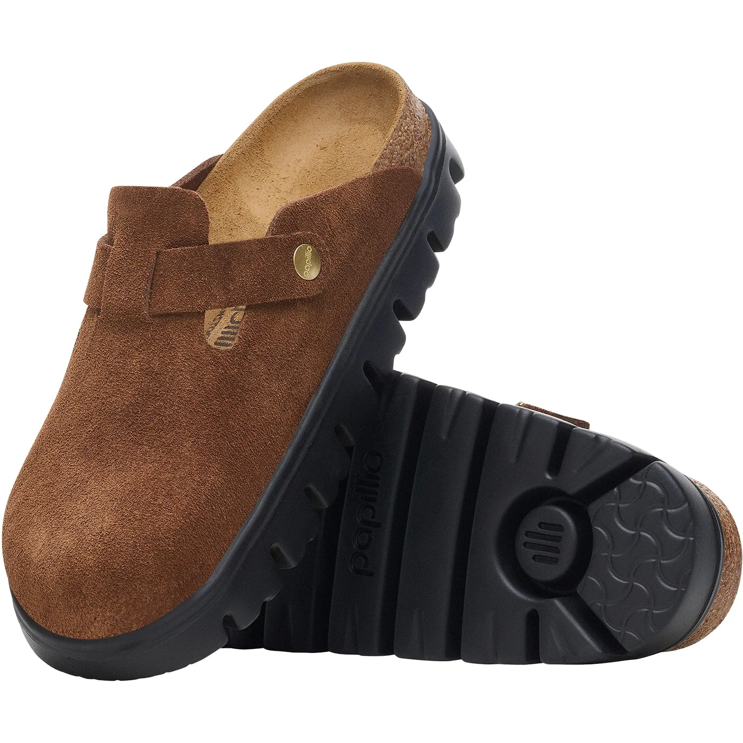 Women's Birkenstock Boston Chunky Dark Tea Suede