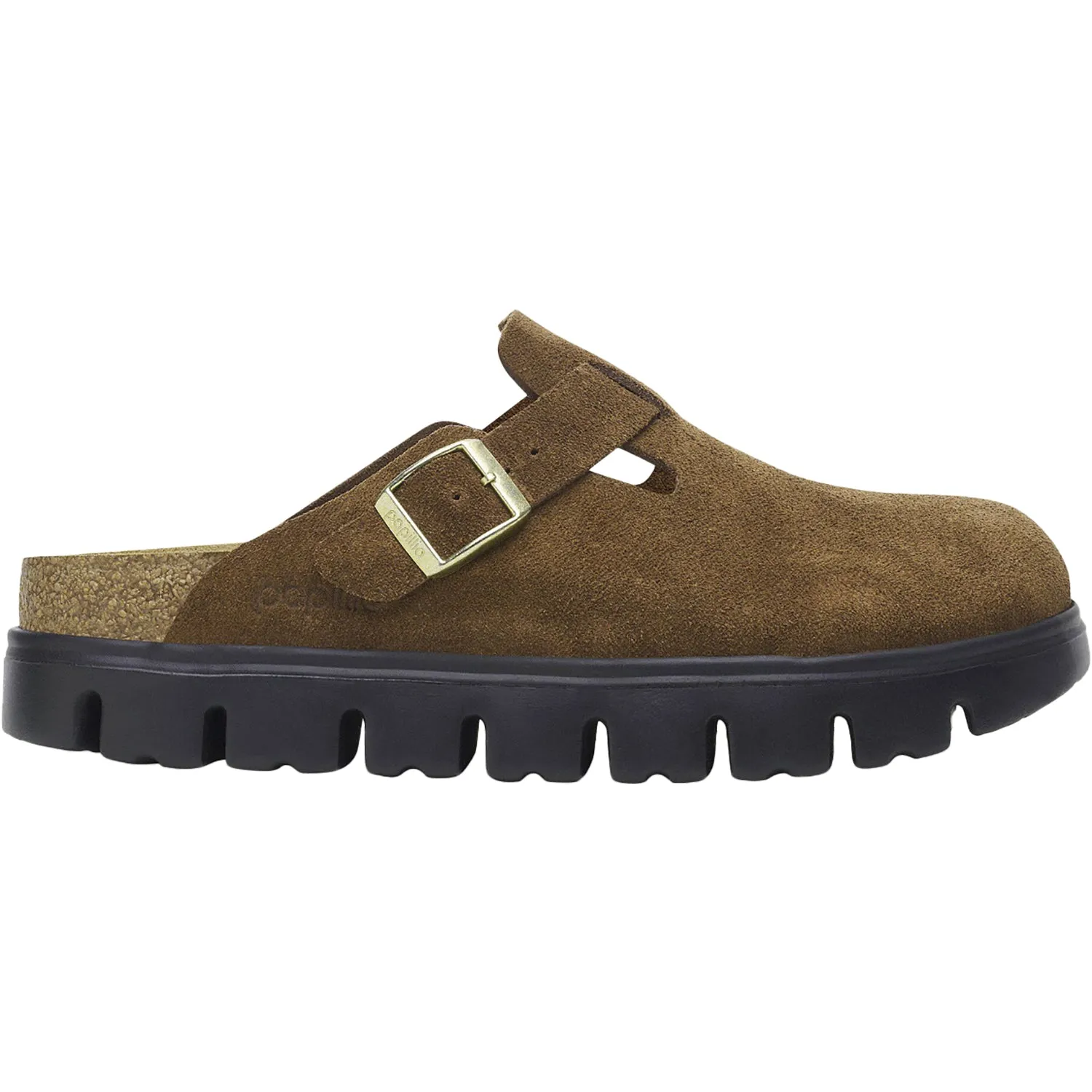 Women's Birkenstock Boston Chunky Dark Tea Suede