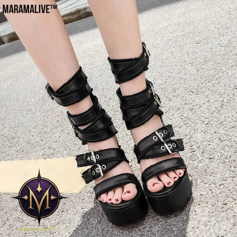 Women's Chunky Heel Platform Sandal Boots