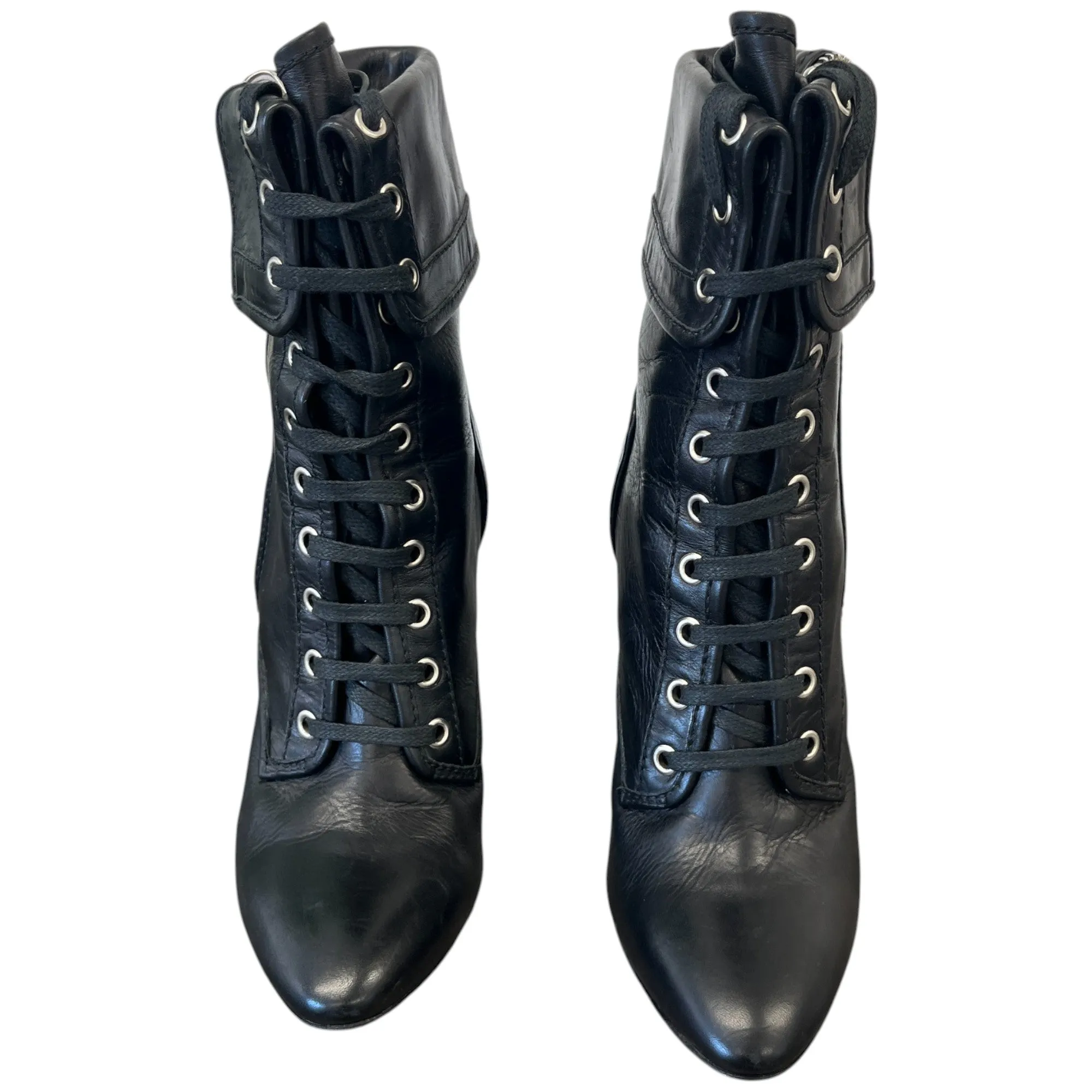 Women's Lace Up Leather Ankle Boots Black Size EU 38 / UK 5