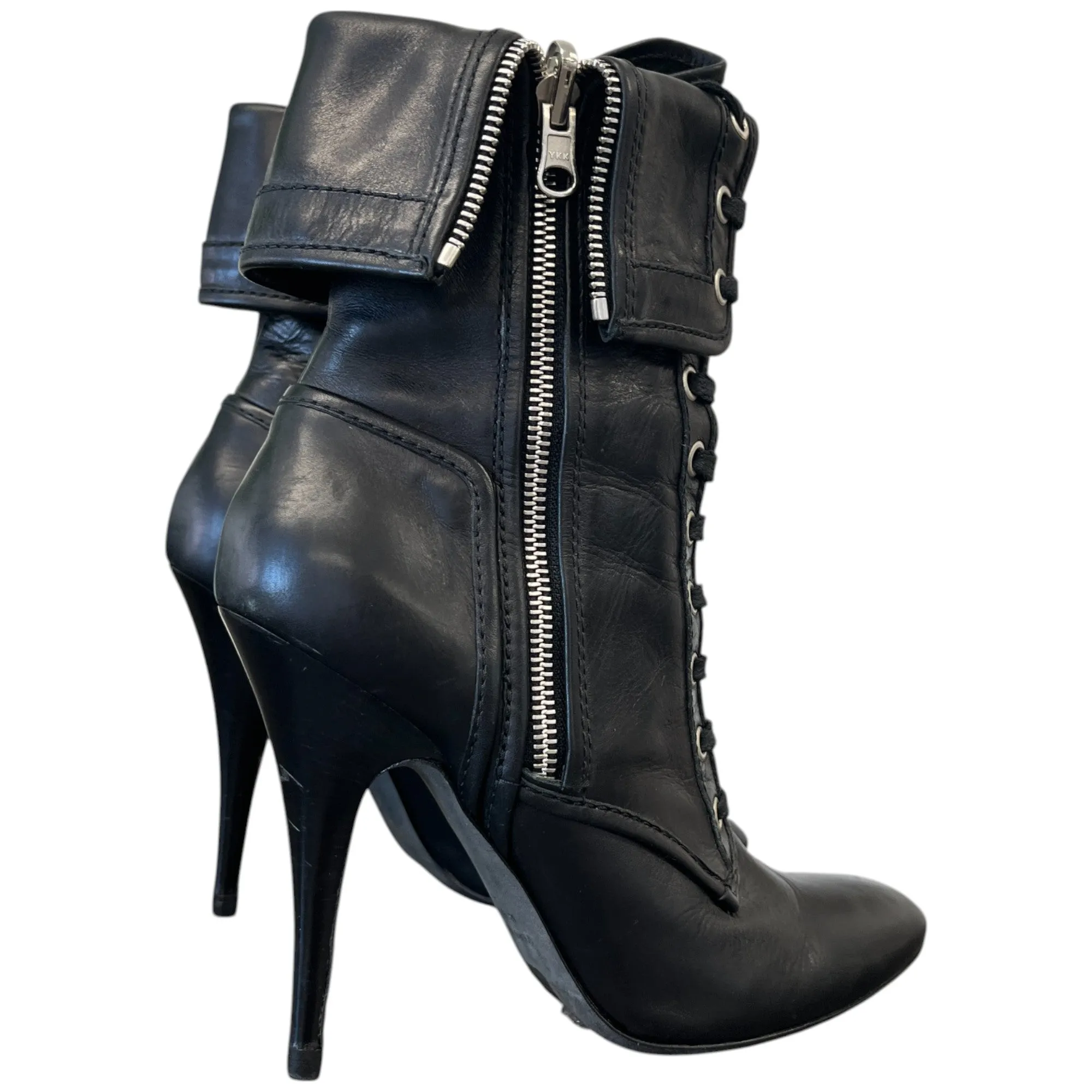 Women's Lace Up Leather Ankle Boots Black Size EU 38 / UK 5