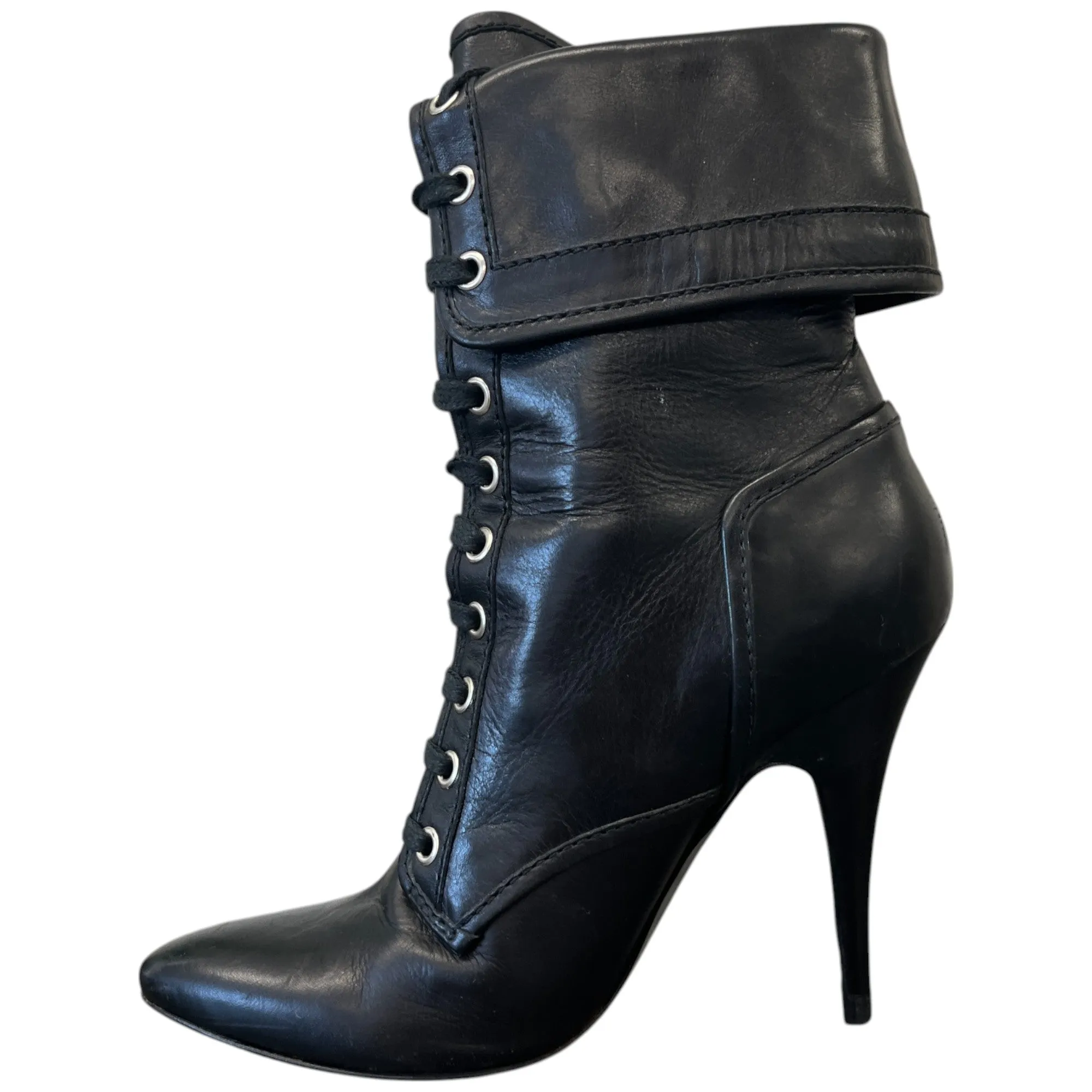 Women's Lace Up Leather Ankle Boots Black Size EU 38 / UK 5
