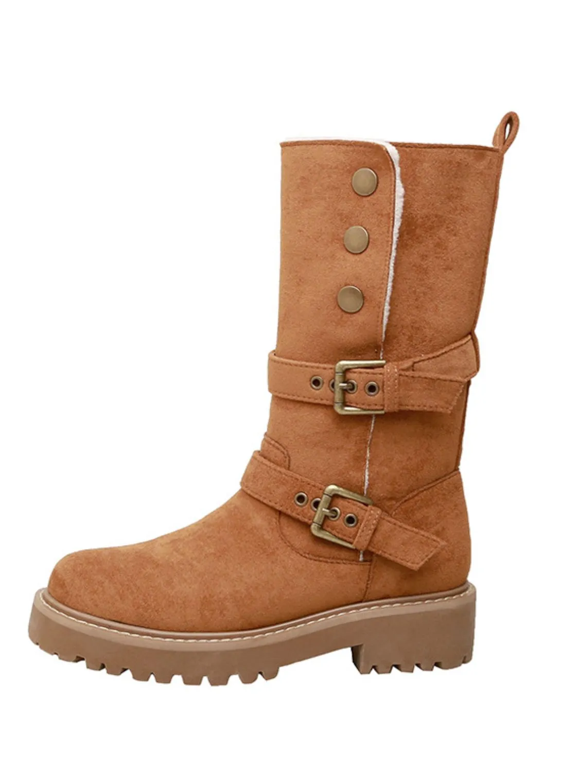Women's Round Toe Platform Boots | Stylish Mid Heel Casual Footwear