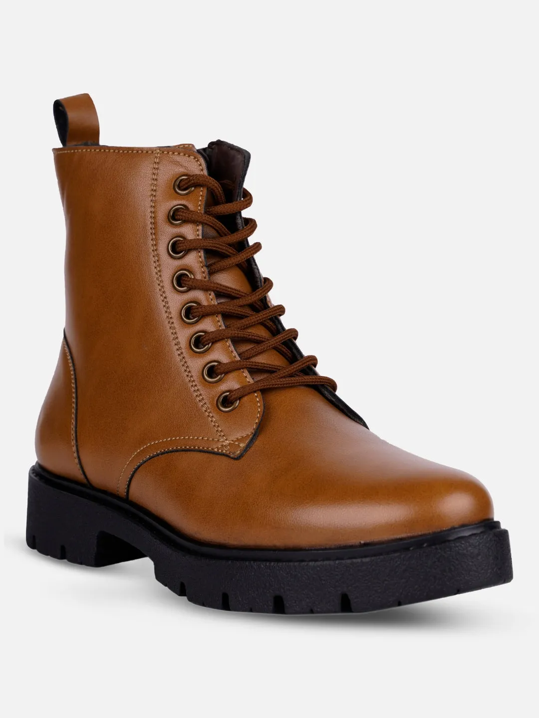 Women's Tan Lace Up Casual Boots (IU5007)