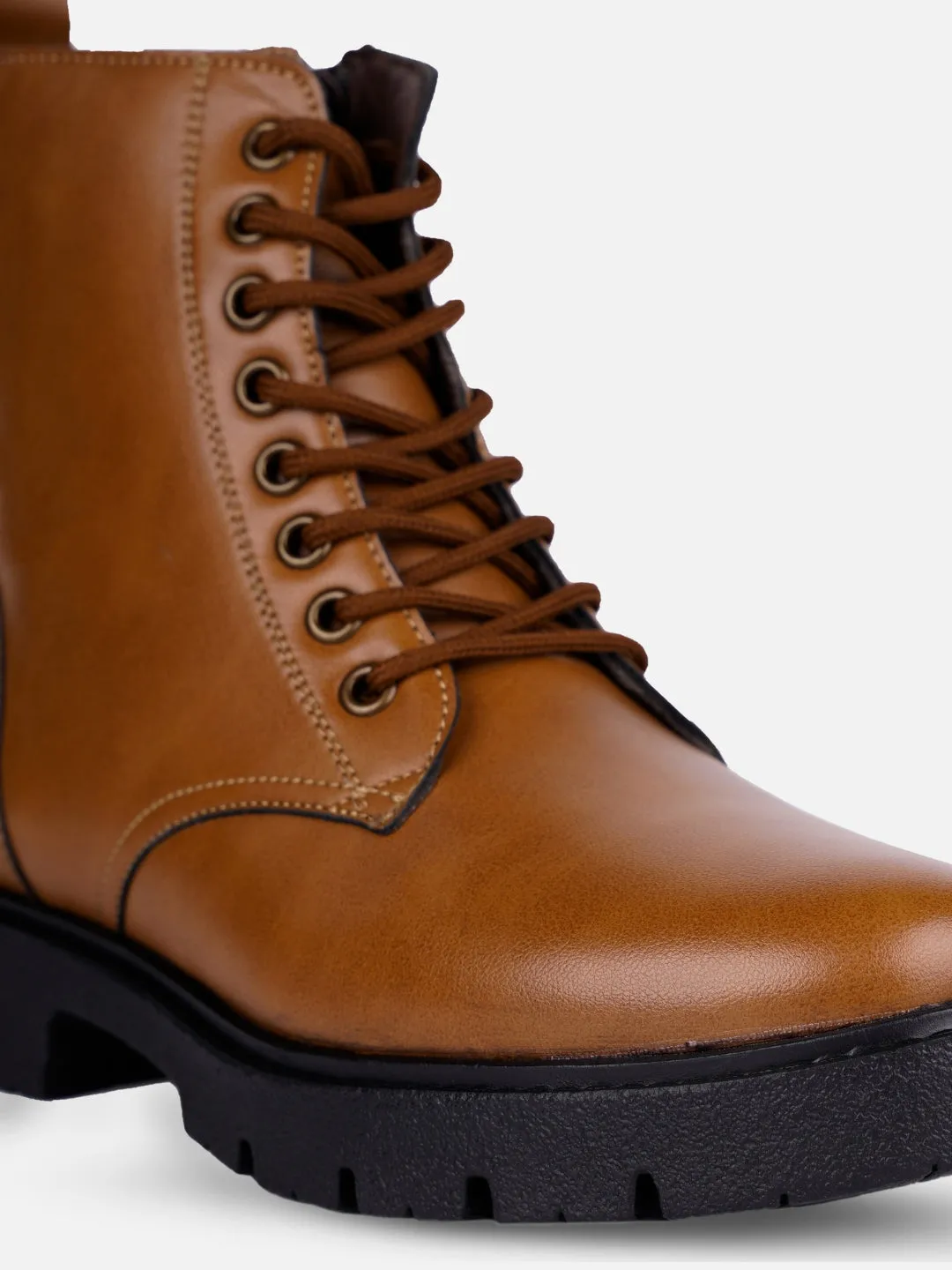 Women's Tan Lace Up Casual Boots (IU5007)