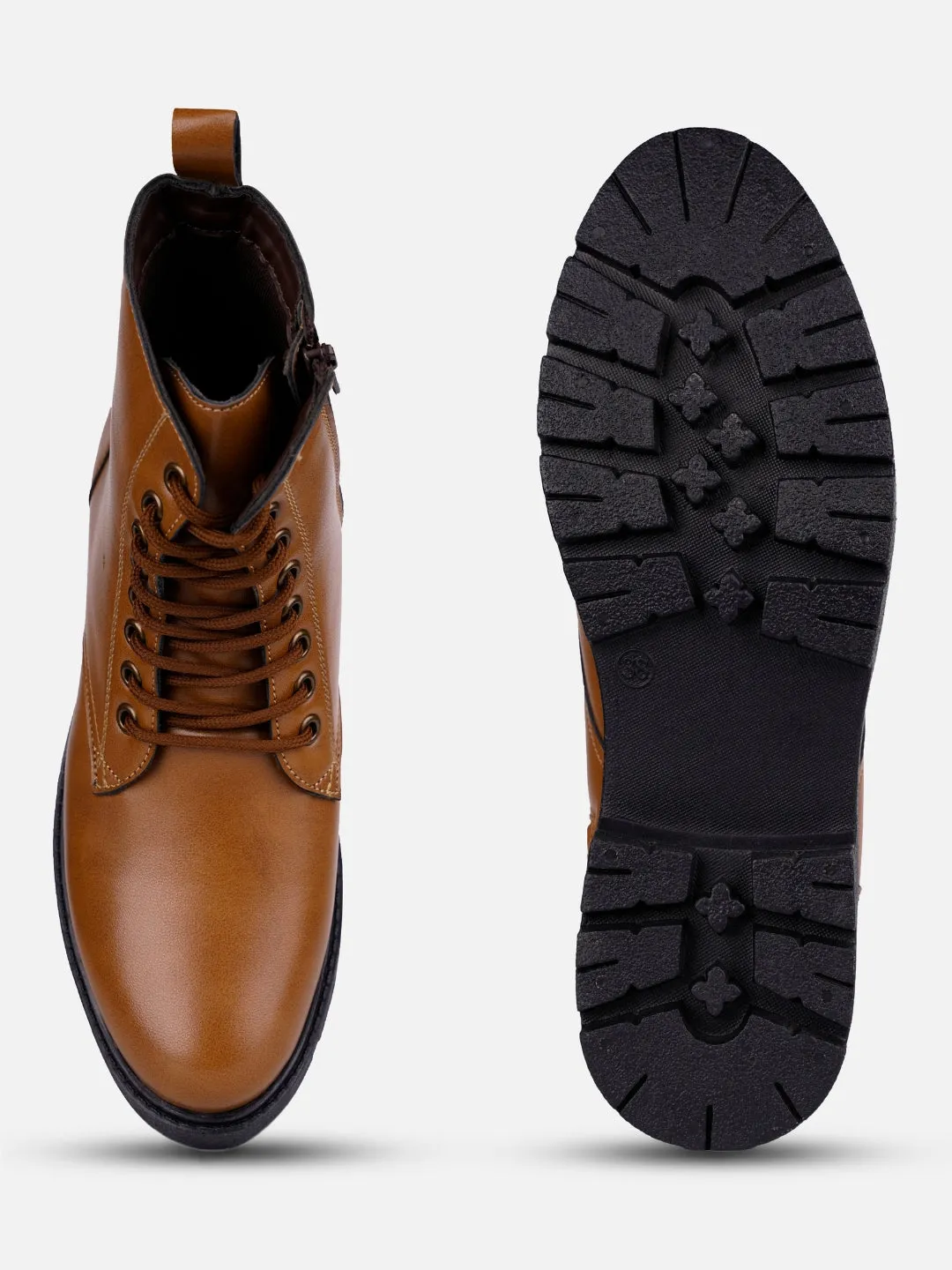 Women's Tan Lace Up Casual Boots (IU5007)