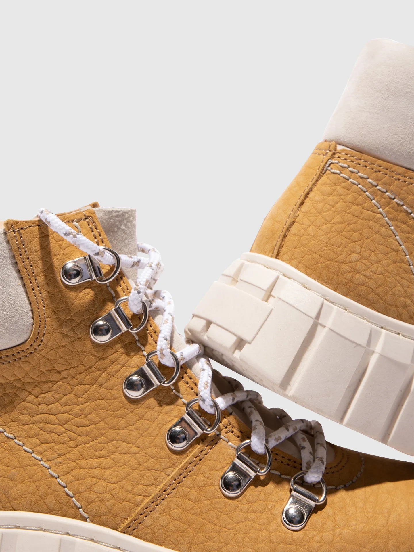 Yellow Lace-up Ankle Boots