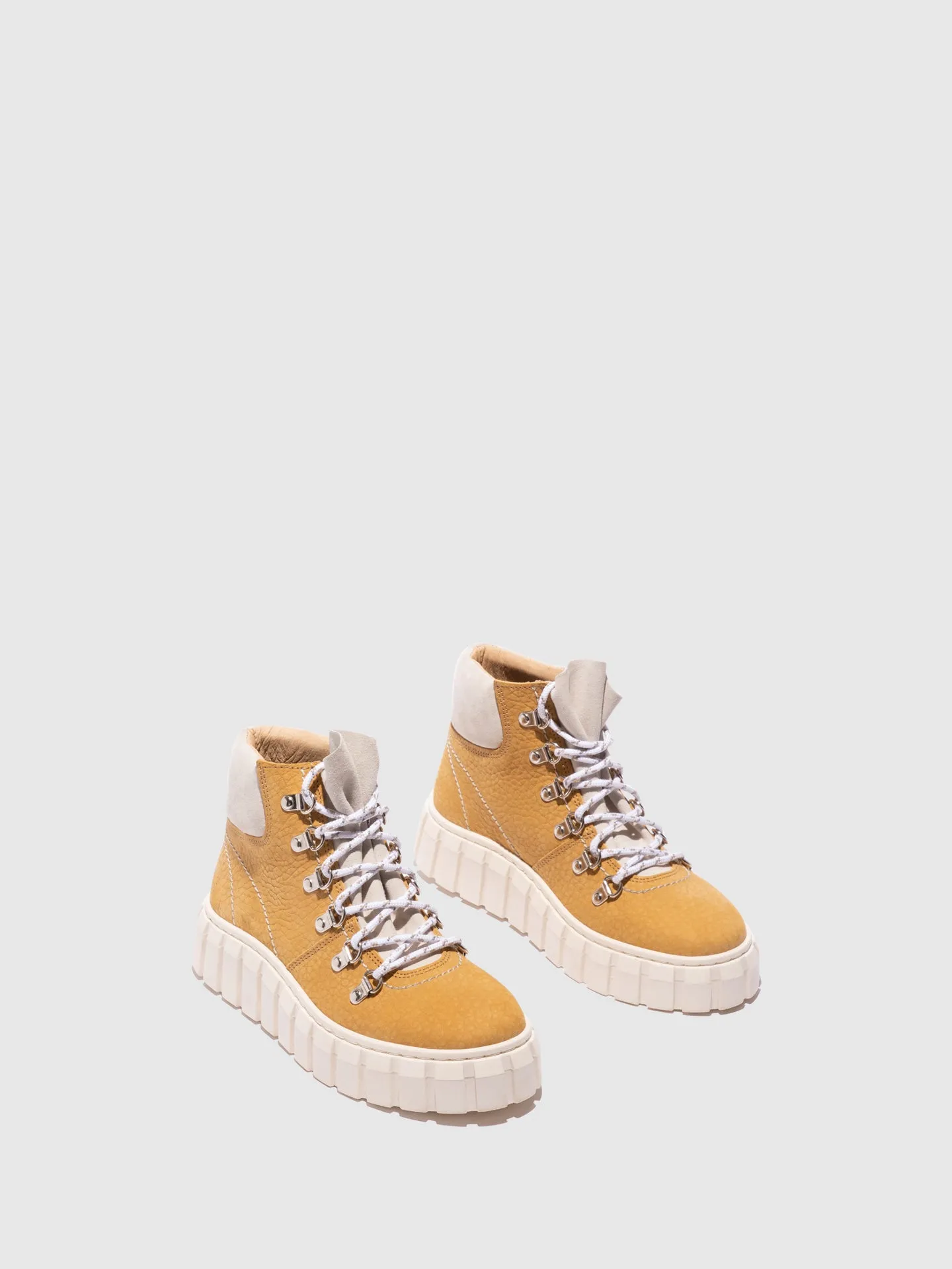 Yellow Lace-up Ankle Boots