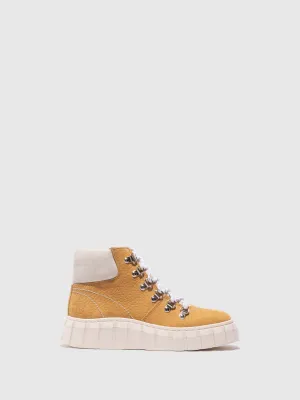 Yellow Lace-up Ankle Boots